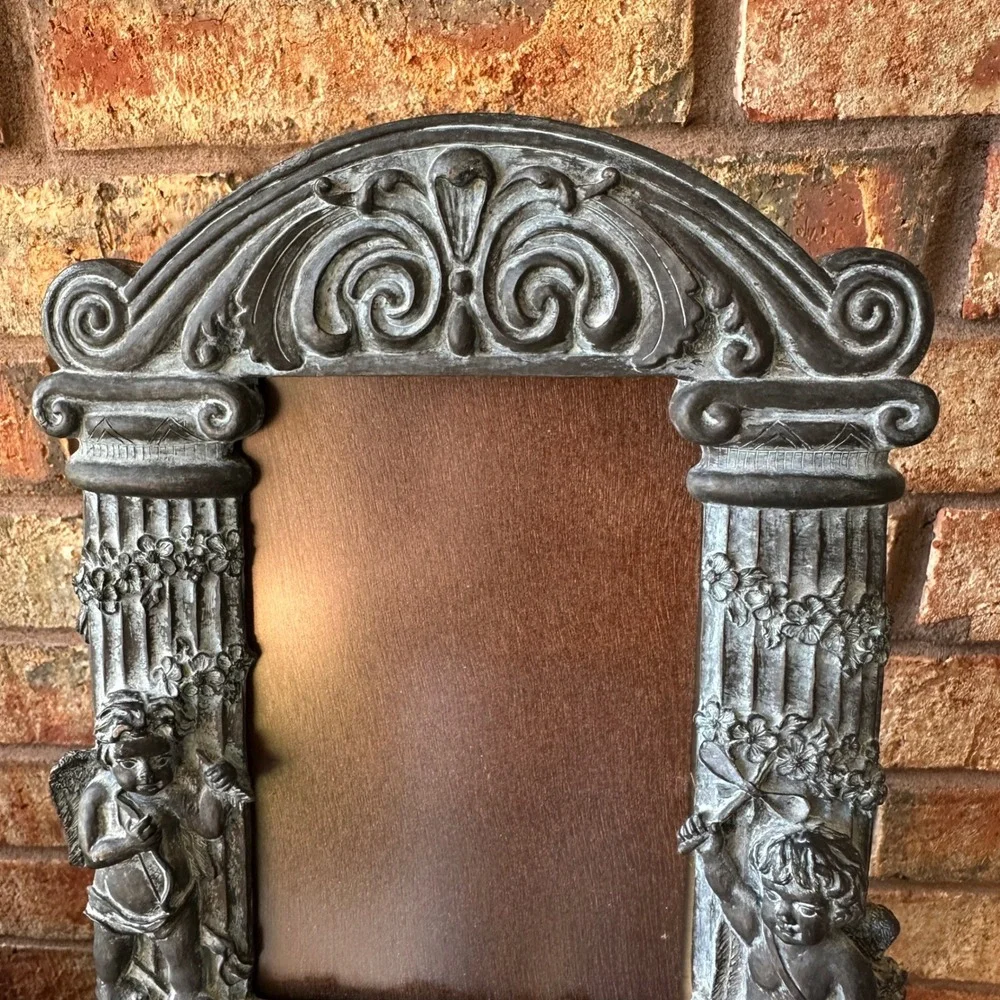 Noble Arts Cherub Angel Ornate Picture Frame Pewter Finish 5x7 Roman Column